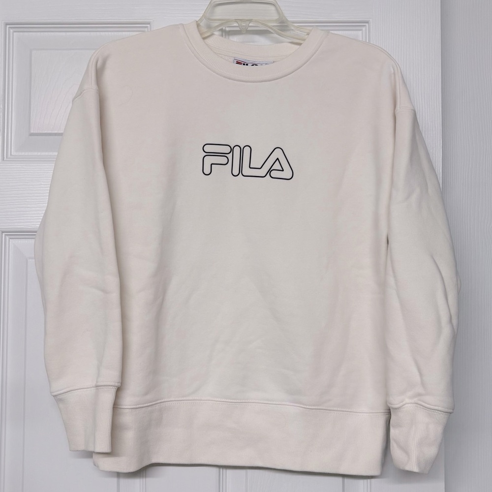 Fila Cream Color Fleece Lined Oversized Sweatshirt Sz S